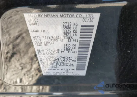 2016 Nissan Pathfinder Sv from USA, damaged, VIN 5N1AR2MM0GC625196